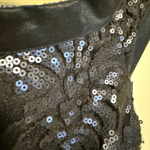 Tadashi Shoji Sequin Navy Blue Sequin Mesh Evening Gown Maxi Dress Size 2 - Picture 5 of 16